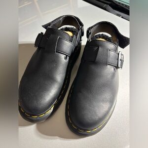 Doc Marten sling back mules with fur